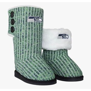 FOCO Women's NFL Team Logo Knit High End Colorblend Button Boots